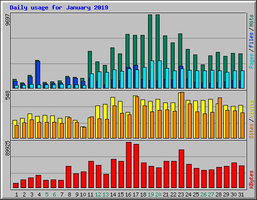 Daily usage for January 2019