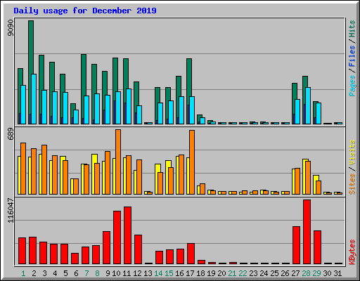 Daily usage for December 2019
