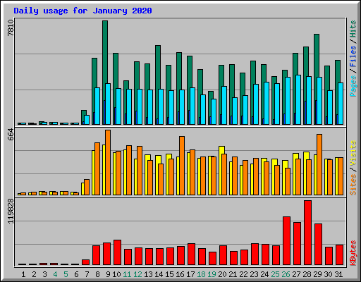 Daily usage for January 2020
