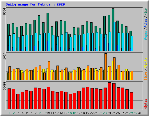 Daily usage for February 2020