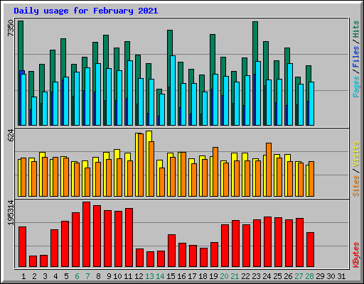 Daily usage for February 2021
