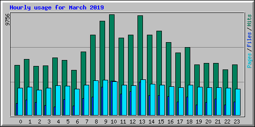 Hourly usage for March 2019