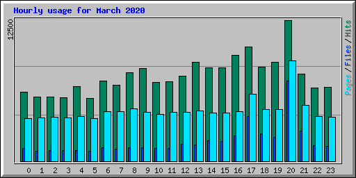 Hourly usage for March 2020